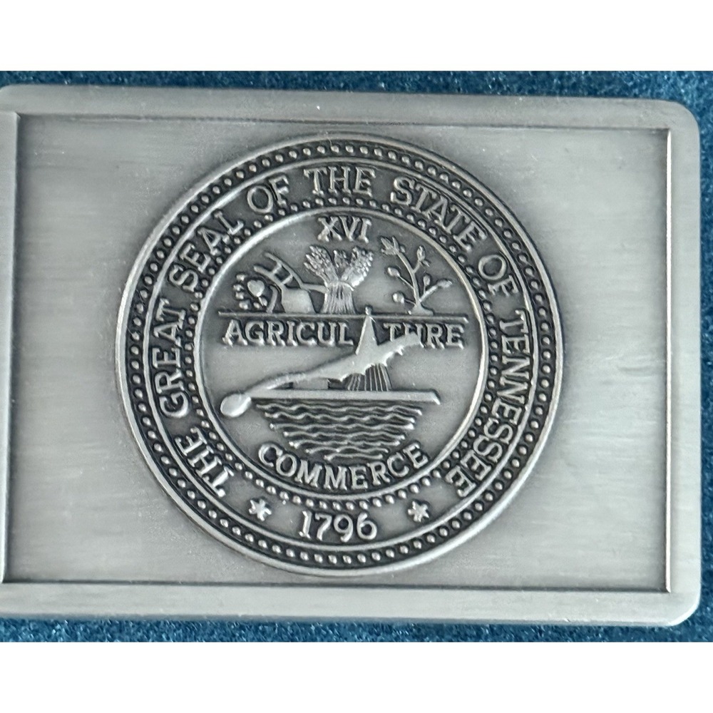 State of Tennessee Belt Buckle Official Seal 1796 Agriculture Commerce 2.5" x 2"